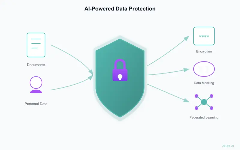 Diagram showing the gap between technical controls and governance architecture in AI data protection