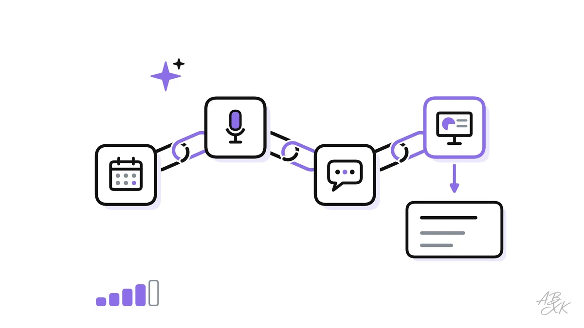 Turn a recurring task into a chain of AI tools: map the steps, pick one tool per step, plan handoffs and checks, and measure the time you really save.
