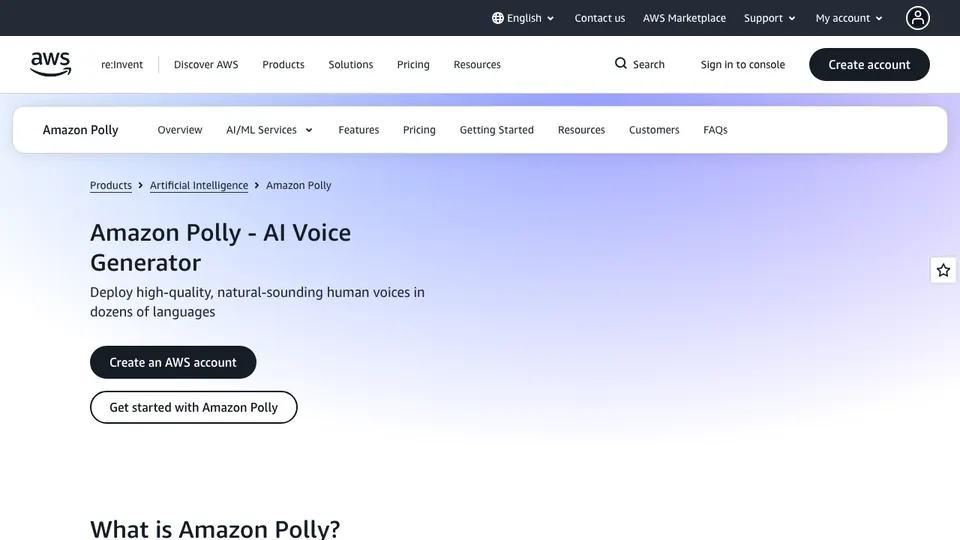 Amazon Polly — image from the vendor's website
